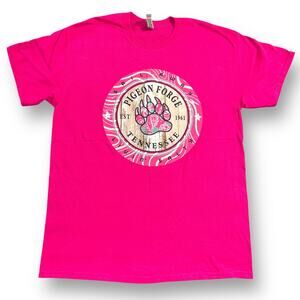 Pigeon Forge TN Sail Away Livin Salty Womens Dog Print T Shirt Top Pink Large